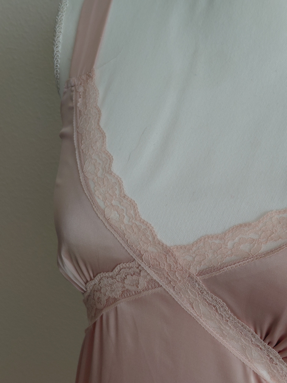 Beverly & Beck Blush Pink Lace Trim Maxi Slip Dress XS Satin Lingerie Gown - Picture 4 of 11